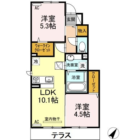 熊本市東区沼山津２丁目のアパートの間取り