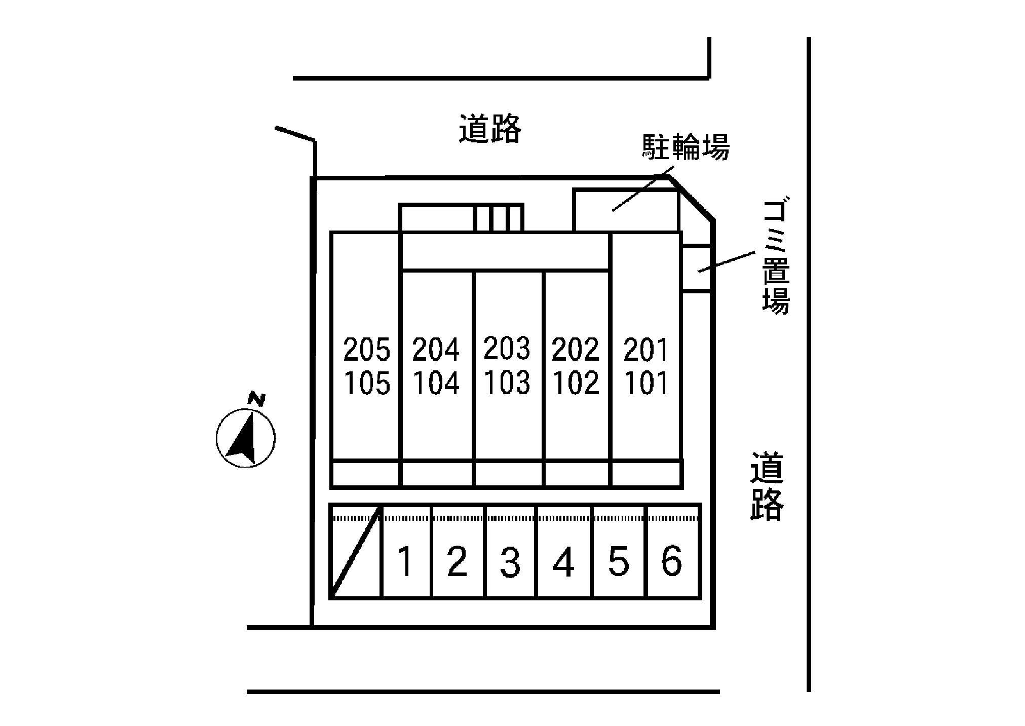 ハーモニーの区画図|駐輪場の案内図です