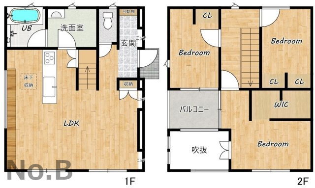 東広島市黒瀬町市飯田　新築一戸建て(全2棟)(JS)の間取り