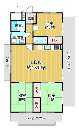 【間取り】 | ピュアハイツ高丸第２