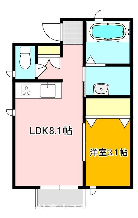 直方市大字感田のアパートの間取り