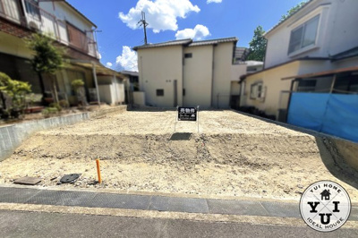 【外観】 | 城陽市寺田宮ノ谷　建築条件付き　土地 | 《土地33.57坪》間口が約9.3ｍの整形地です（＾◇＾）間口が広いと採光や通風を確保しやすく、間取りの自由度が高くなるので建築しやすいですね。