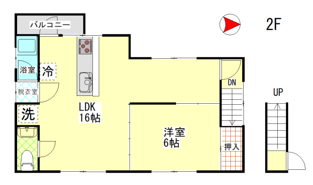 R5年リノベ東町借家の間取り|東町　借家2F　1LDK　間取り