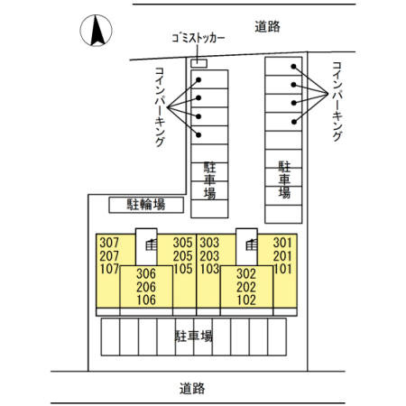 熊本市中央区内坪井町のアパートの区画図
