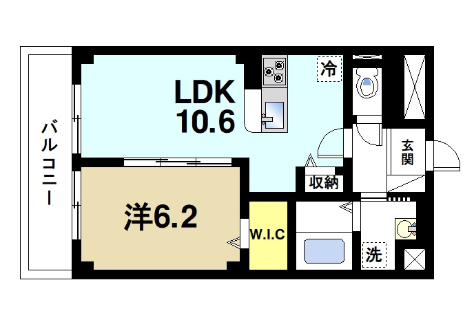 プラトウハウスの間取り|ゆったりと暮らせる1LDKの間取りです。