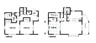【間取り】 | 平塚市河内 中古戸建て | 東向き　2階建て　3LDK　全居室６帖以上　和室　WIC　2階LDK