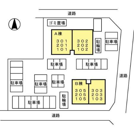 熊本市南区平成１丁目のアパートの区画図