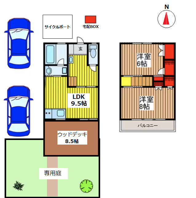 下木崎テラスハウス4号棟の間取り
