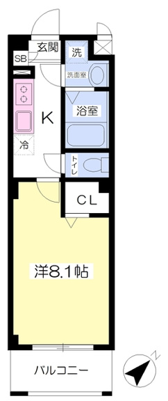 最上階8.1帖の１Ｋ