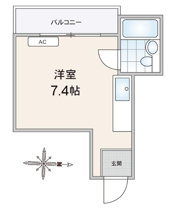 ７．４帖のワンルーム