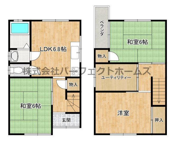 雲川向井田戸建　賃貸の間取り