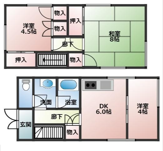 滑川町羽尾4942-83貸家の間取り|3DKの間取りです