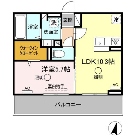 熊本市中央区本荘５丁目のアパートの間取り