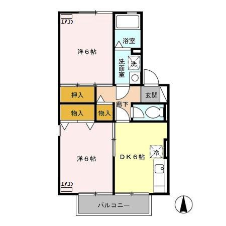 ハイカムール泉Aの間取り
