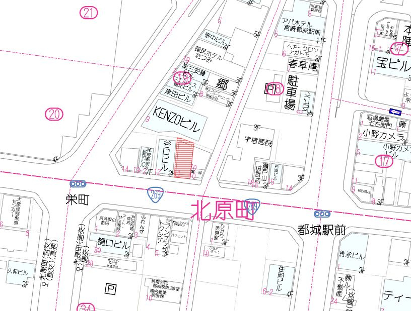 都城市栄町の売地の土地図