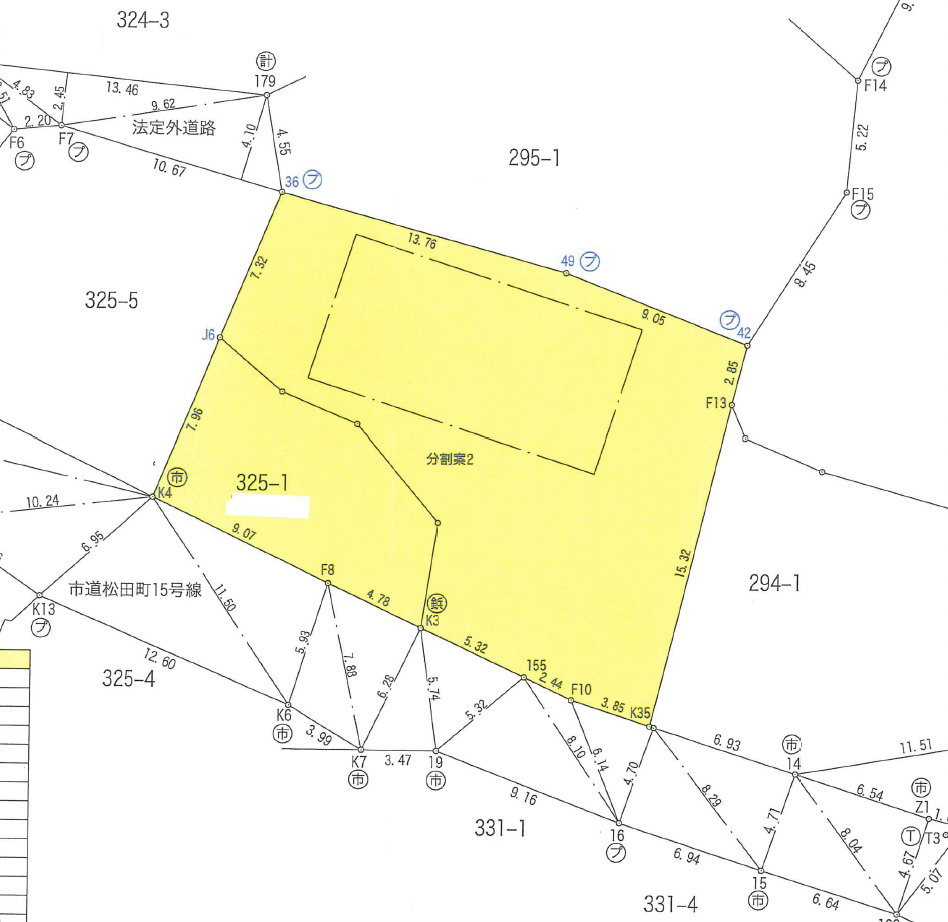 足利市松田町の売地の土地図|分筆予定図