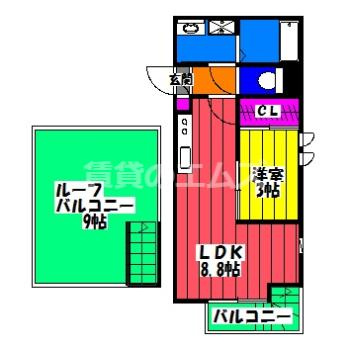 【間取り】 | Ｇｒａｎｄｔｉｃ　竹下　Ｍｅ－ｒｙⅠ | Ｇｒａｎｄｔｉｃ　竹下　Ｍｅ－ｒｙⅠの間取り