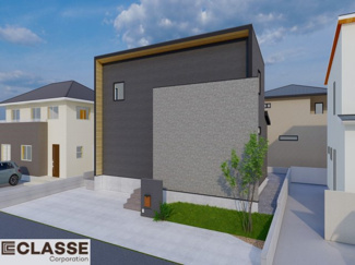 【完成予想図】 | 木津川市城山台11丁目　売土地　建築条件付き | 参考プランになりますので、お客様のお好みの外観を一緒に作らせていただきます。外壁には、メンテナンスが楽な光セラを採用しており、汚れがつきにくく、色あせもしにくいのでおススメです！