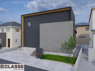 【外観パース】 | 木津川市城山台11丁目　売土地　建築条件付き | 気密測定器を保有しており、自社での気密測定を実現しております。気密処理をし、気密測定まで標準でさせていただいております。