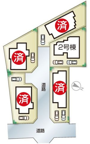 岸和田市岸城町　未入居の区画図|全５区画・前面道路４．７ｍ