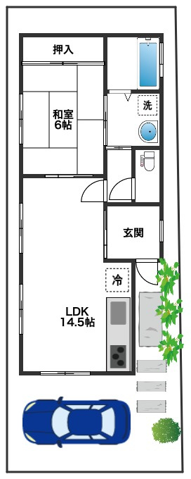 厚木市宮の里3丁目　売地の参考プラン|延べ床面積　48m2 参考プランです。建物価格　1330万円