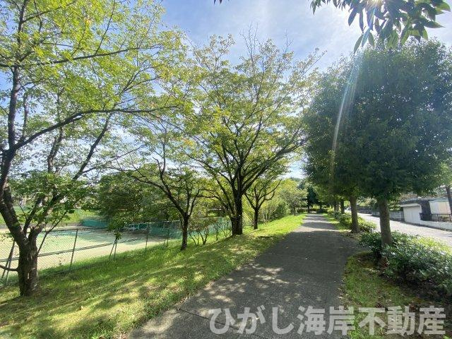 厚木市宮の里3丁目　売地の周辺|徒歩1分のさぎさか公園　沿道です。