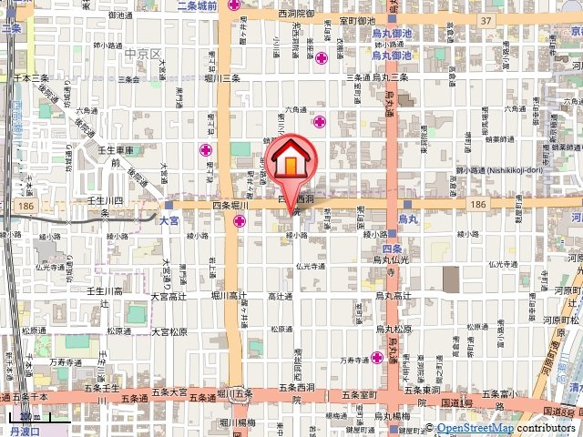 カーサ・ヴェルデ西洞院の地図