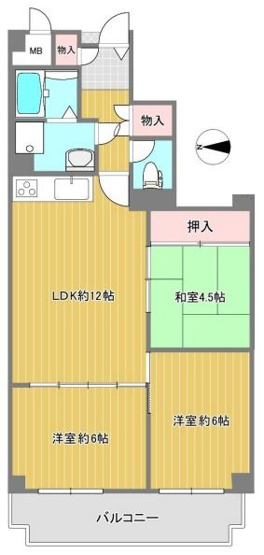 【間取り】 | ローレルハイツ八尾1号棟　龍華小学校区　JR八尾駅