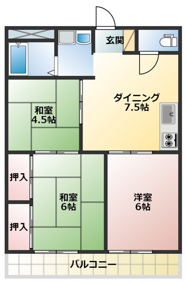 【間取り】 | シティハイツ山本Ｂ棟