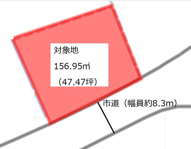 【土地図】 | 菊池市片角　土地47坪　 | ☆建築条件なし☆47坪越えの整形地☆隈府小学校（1.4㎞）・菊池南中学校（1.4㎞）
