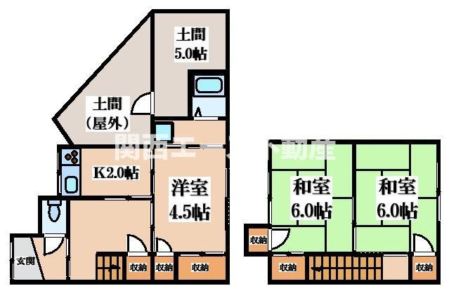 【間取り】 | 北岸和田１丁目貸家