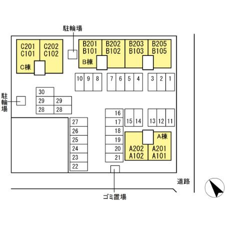 エクセルハイム　B棟の区画図