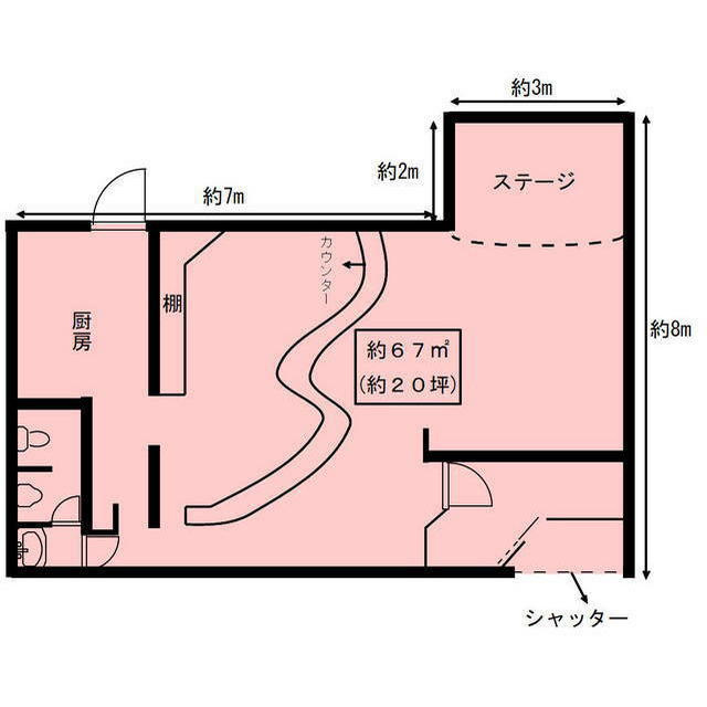 養老町市川店舗の間取り