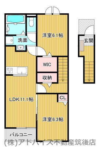 八女市吉田のアパートの間取り