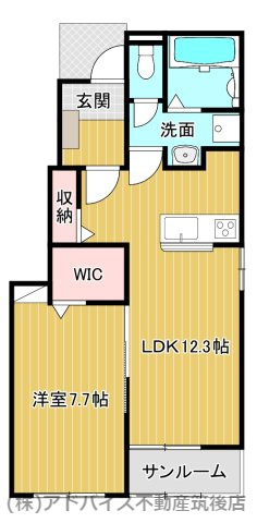 八女市吉田のアパートの間取り