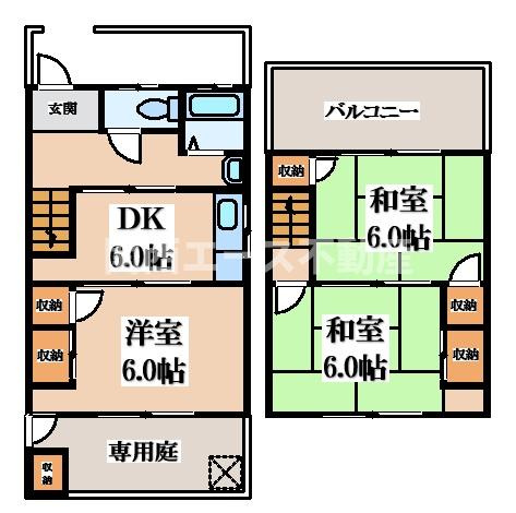【間取り】 | 南本町４丁目貸家