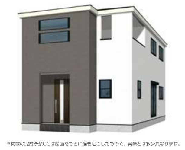 藤岡市森第3（全1棟）1号棟の外観パース|1号棟　西南からの外観パース