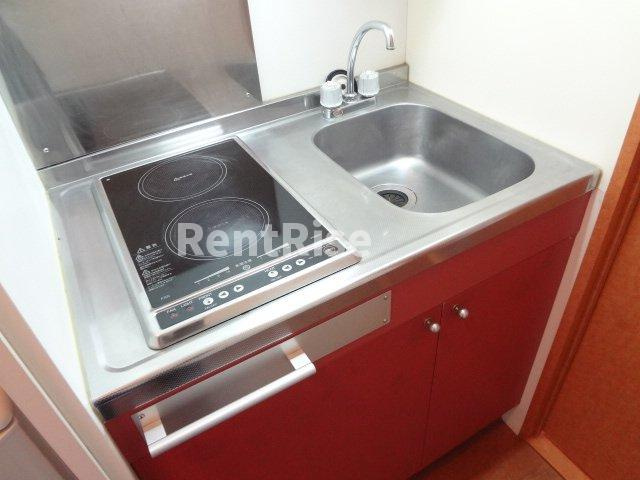 レオパレス冨田のキッチン|安心安全な電気コンロ（仕様が異なる場合がございます。）