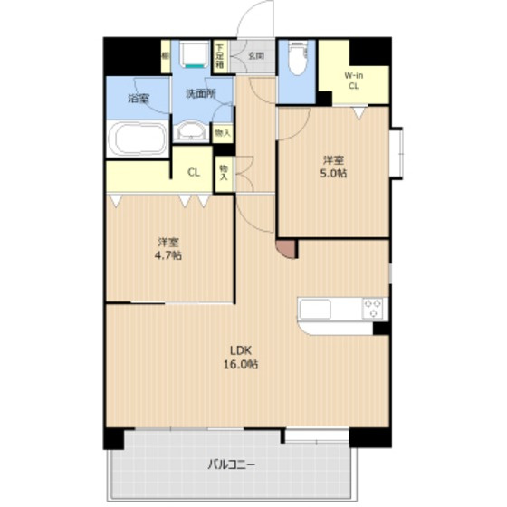 熊本市中央区八王寺町の賃貸マンションの間取り
