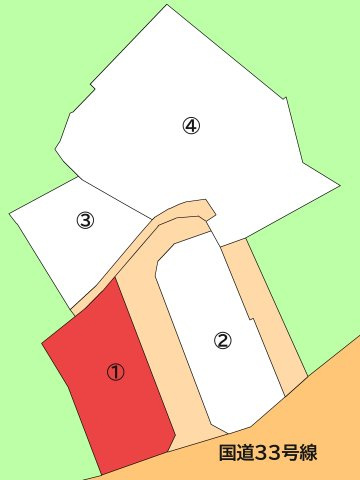 【土地図】 | 日高村下分分譲地① | 国道沿いの物件となります。