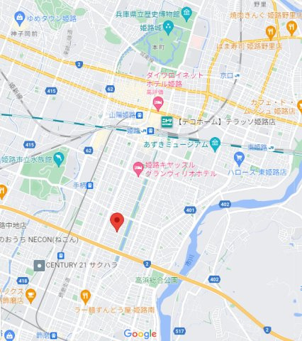 朝日プラザ佃町の地図|JR「姫路」駅まで徒歩約22分です。近くにバスも通っております。