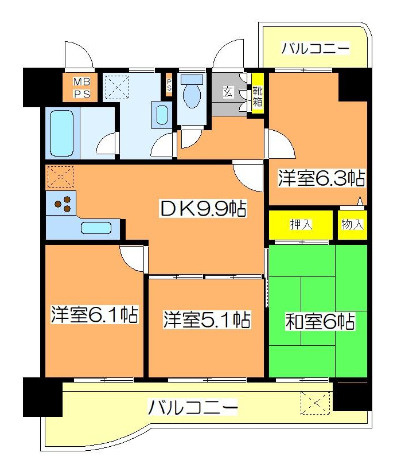 朝日プラザ佃町の間取り|4DKです。