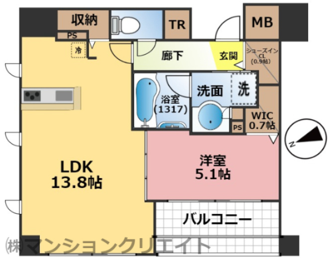デュオヒルズ福井駅前(投資)の間取り|現況と間取図が異なる場合は現況を優先とします。
