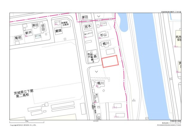 筑西市岡芹一丁目土地　104坪の区画図