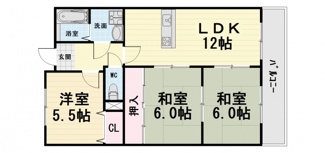 【間取り】 | エンデバー高石 | 反転間取り