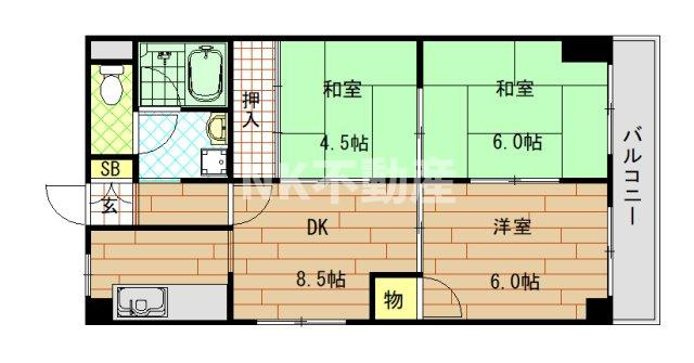 【間取り】 | セレノ・ハイム川本（八戸ノ里賃貸） | 間取りです