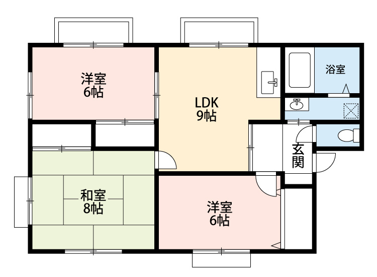山城コーポＡ号棟の間取り