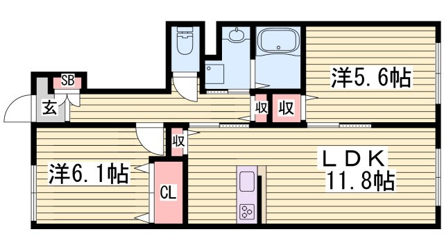 シャンティ夢前B棟の間取り