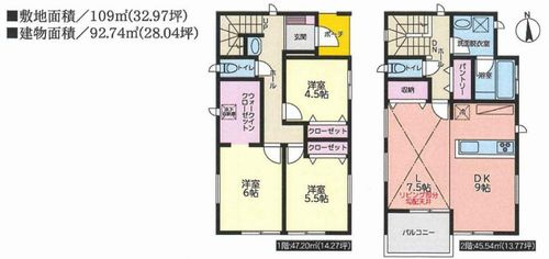 【間取り】 | 【仲介手数料０円】厚木市下荻野　中古一戸建て | 厚木市下荻野　中古一戸建て