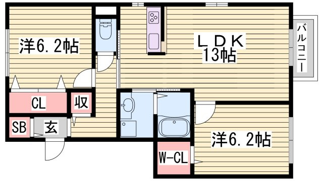 メゾンドソレイユ網干の間取り
